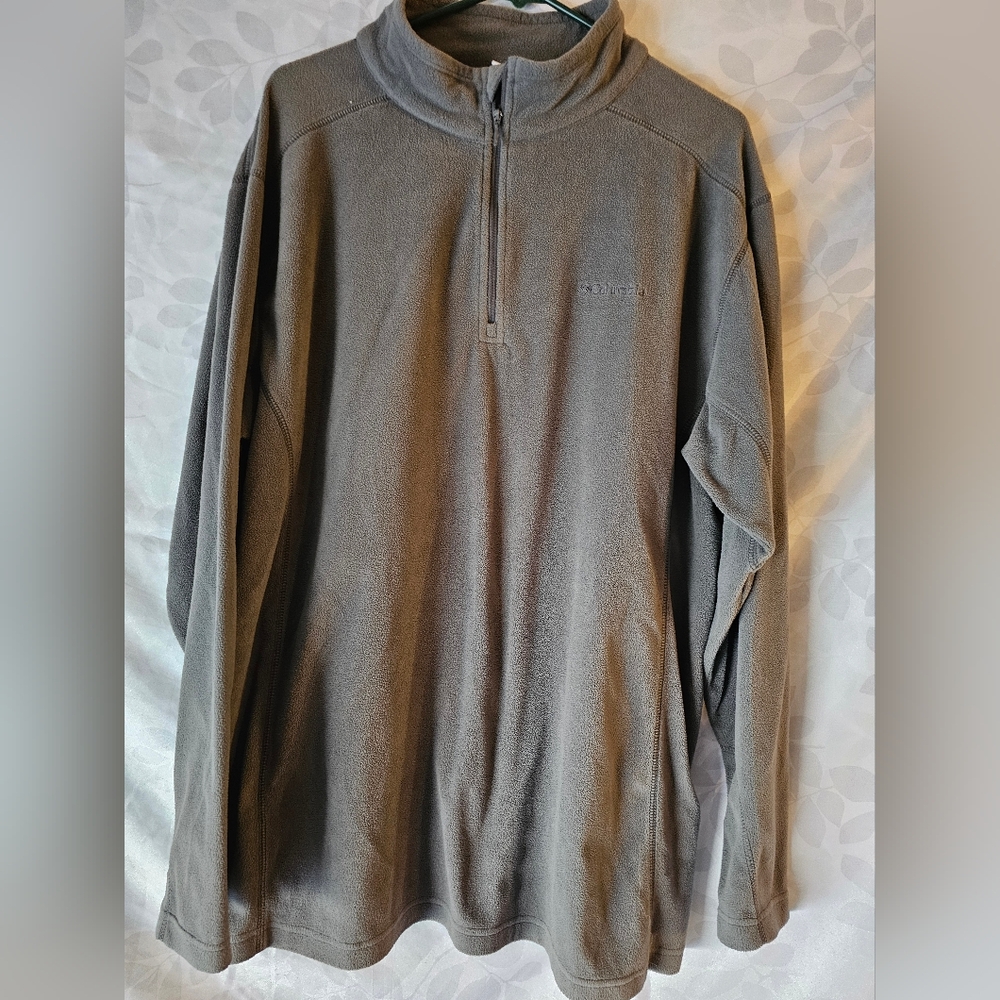 Columbia Fleece Sweater Quarter Zip Lightweight Gray Men Size XXL